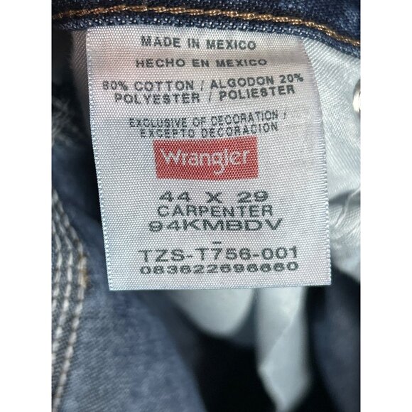 Wrangler Carpenter Jeans  Men's‎ Size 44x29 Denim Relaxed Fit Blue 94KMBDV - Picture 10 of 11